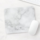 Enkel, modern, minimalistisk vit marmor Monogram Musmatta<br><div class="desc">Lägg till ett litet stycke stil på skrivbordet med det här enkla,  moderna,  minimalistiska,  vita marmormonogrammofonet med monogram och namn i grått,  modernt sans serif-teckensnitt stil på vit marmorbakgrund.</div>