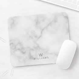 Enkel, modern, minimalistisk vit marmor Monogram Musmatta