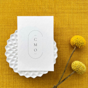 Enkel, modern, minimalistisk vit monogram-Logotyp Visitkort