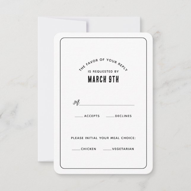 Enkel modern minimalistiskt RSVP-kort OSA Kort (Framsida)