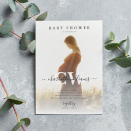 Enkel, modern, minimalt foto babyvisningsprogram inbjudningar
