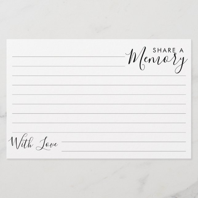 Enkel modern minnesstund  ett minneskort (Framsida)