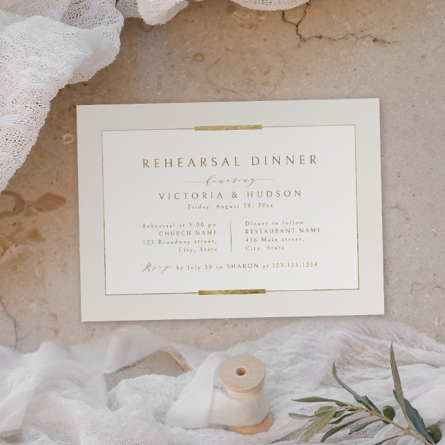 Enkel modern, modern, repetitionsmiddag inbjudningar (Framed Elegance Simple Modern Rehearsal Dinner Invitation)