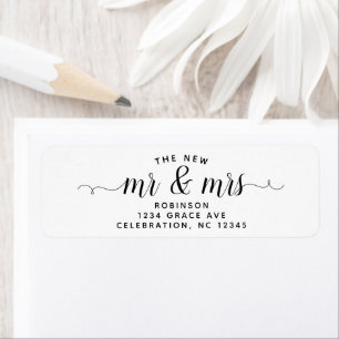 Enkel modern Modern Skriptet av Mr & Mrs Bröllop Returadress Etikett