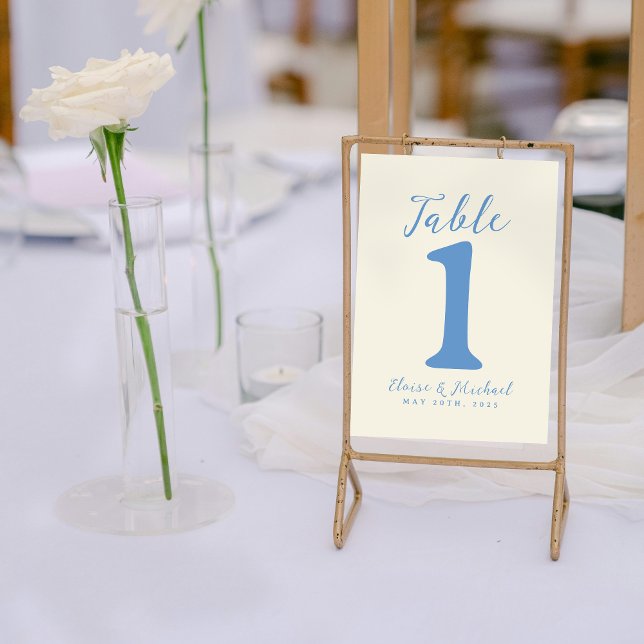 Enkel Modern modig kassering av kustbröllop Bordsnummer (Add a refined and organized touch to your reception with this Modern Blue Table Number!)