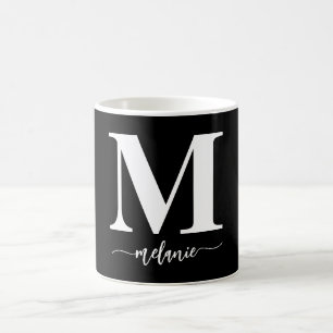 Enkel modern Monogram Black White Mugg