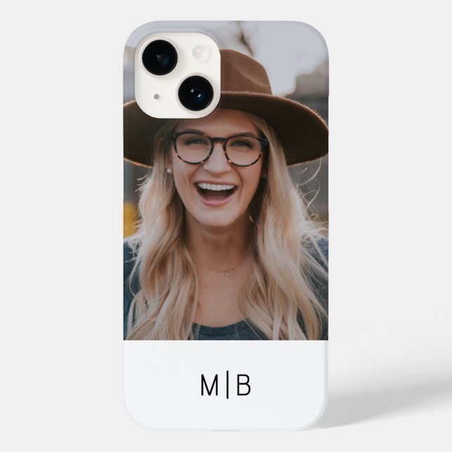 Enkel Modern Monogram Foto Personlig Namn (Baksida)