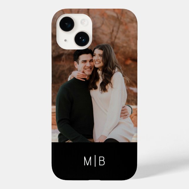 Enkel Modern Monogram Foto Personligt Namn (Baksida)