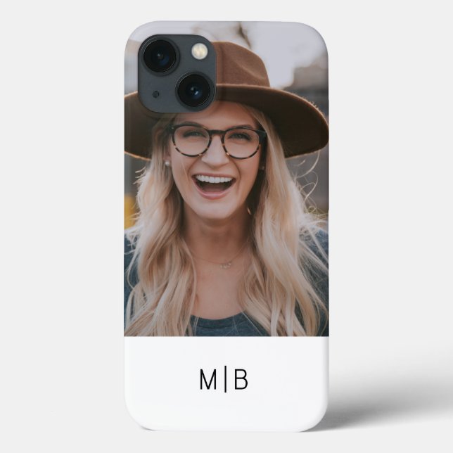 Enkel Modern Monogram Foto Personligt Namn (Baksida)