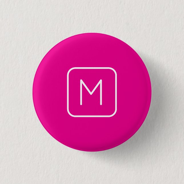 Enkel & Modern Monogram Initial | Rosa & Vit Knapp (Framsida)