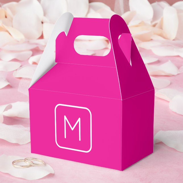 Enkel & Modern Monogram Initial | Rosa & Vit Presentaskar (Bröllop)