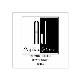 Enkel Modern Monogram Initialer Returadress Stämpel