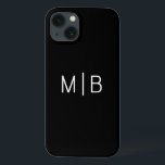 Enkel modern monogram inledande Personlig<br><div class="desc">Enkel Modern Monogram Initial Personlig Namn iphone case har personligens monogram på en svart bakgrund. Designad av ©Evco Studio www.zazzle.com/store/evcostudio</div>
