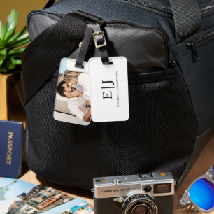 Enkel modern Monogram med foto Bagagebricka