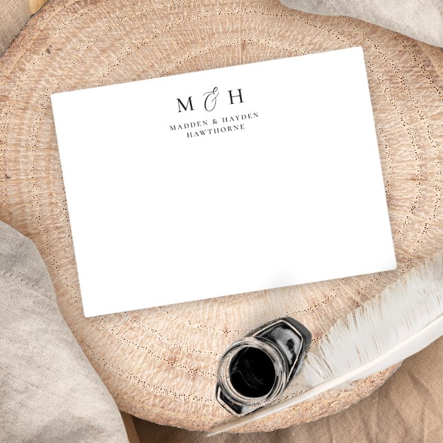 Enkel modern monogram par Bröllop Stationery Anteckningskort (Skapare uppladdad)