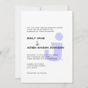 Enkel modern Monogram Periwinkle Bröllop Inbjudningar