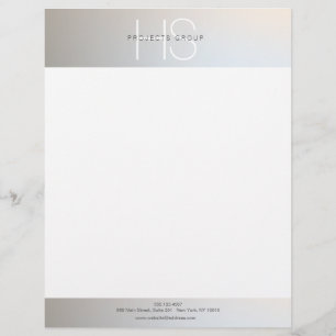 Enkel modern monogram Professionell Grått Silver Brevhuvud
