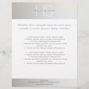 Enkel modern monogram Professionell Grått Silver Reklamblad
