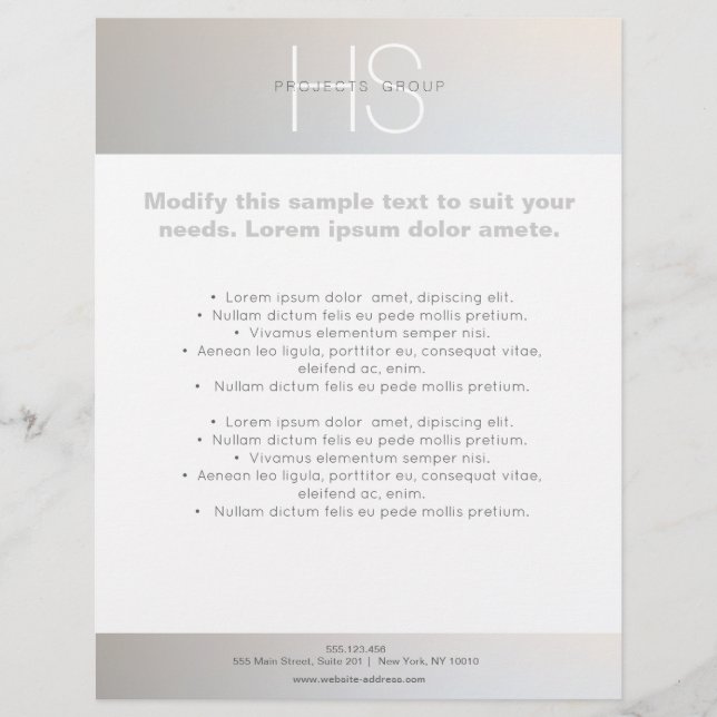 Enkel modern monogram Professionell Grått Silver Reklamblad (Framsidan)