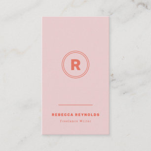 Enkel modern monogram Rosa och rött Visitkort
