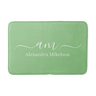 Enkel Modern Monogram sage Minimalistisk Badrumsmatta