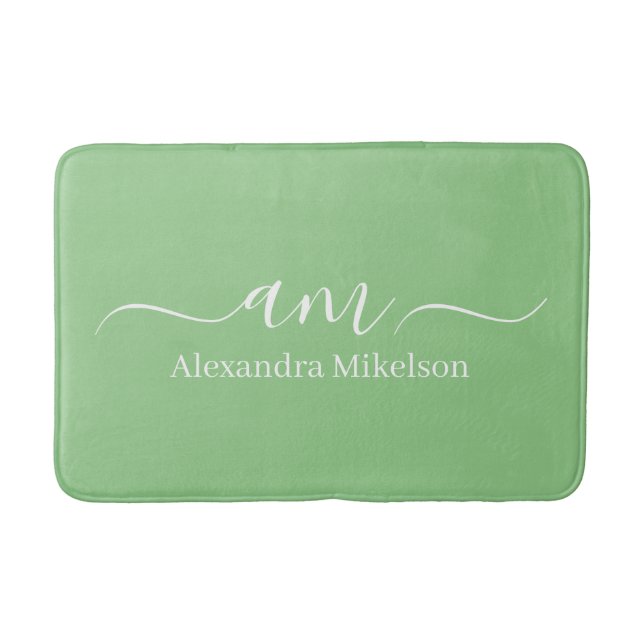 Enkel Modern Monogram sage Minimalistisk Badrumsmatta (Framsidan)