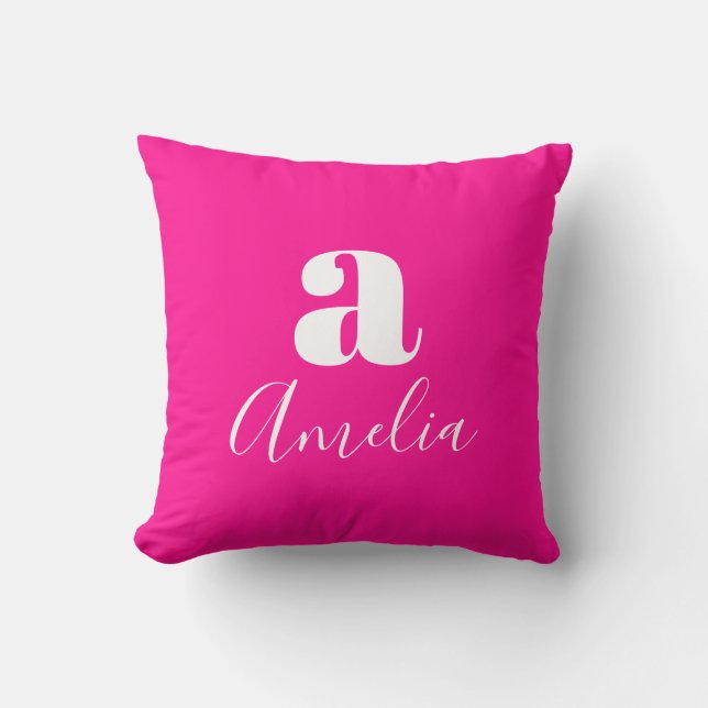 Enkel modern monogram-Shock rosa Kudde (Framsida)