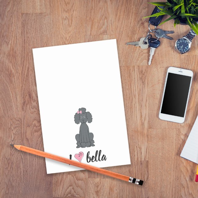 Enkel Modern Monogram Snyggt Black Pudel Post-it Block (Skapare uppladdad)