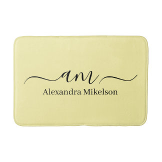 Enkel Modern Monogram vit Minimalistisk Baddrukmat Badrumsmatta