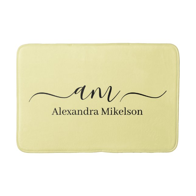 Enkel Modern Monogram vit Minimalistisk Baddrukmat Badrumsmatta (Framsidan)