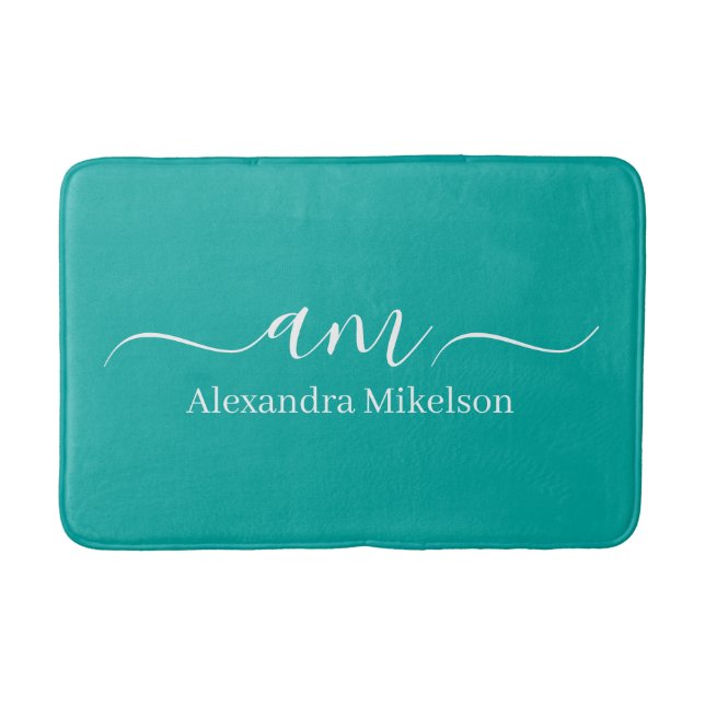 Enkel Modern Monogram vit minimalistisk badrumsmat Badrumsmatta (Framsidan)