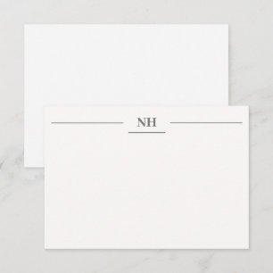 Enkel modern monogramram med initialer i mörkgrått anteckningskort