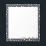 Enkel modern Mönster vid Guld-punkter vid flotta N Anteckningsblock<br><div class="desc">Ett enkelt och modernt mönster i guld ligger på mörk blått marinbakgrund,  personlig med ert namn. Kontakta mig med frågor eller förfrågningar.</div>