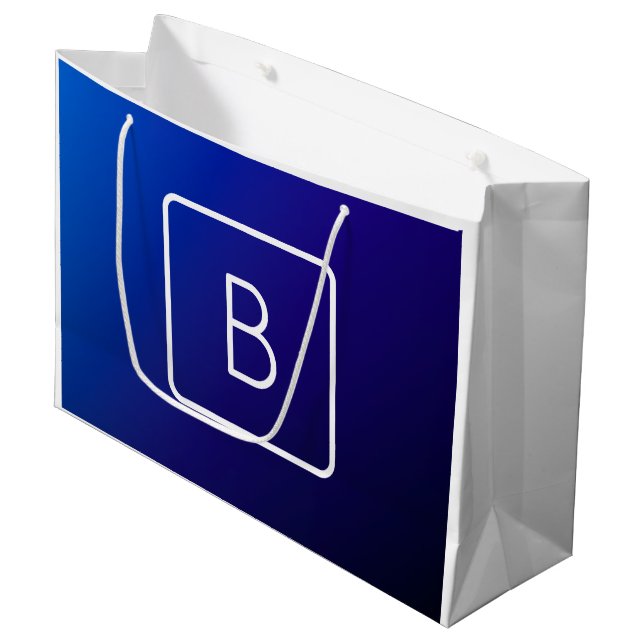 Enkel modern Mörk blått övertoning och monogram (Framsidan Vinklad)