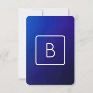 Enkel modern Mörk blått övertoning och monogram Anteckningskort