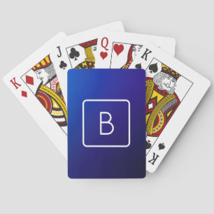 Enkel modern Mörk blått övertoning och monogram Casinokort