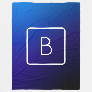 Enkel modern Mörk blått övertoning och monogram Fleecefilt