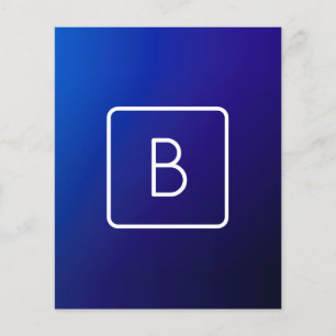 Enkel modern Mörk blått övertoning och monogram Flygblad