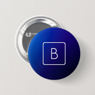Enkel modern Mörk blått övertoning och monogram Knapp