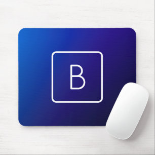 Enkel modern Mörk blått övertoning och monogram Musmatta