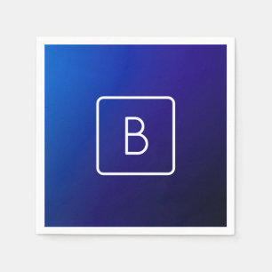 Enkel modern Mörk blått övertoning och monogram Pappersservett