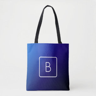 Enkel modern Mörk blått övertoning och monogram Tygkasse