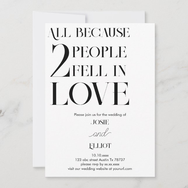 Enkel modern Mörk och lätt bröllop Inbjudningar (Framsida)