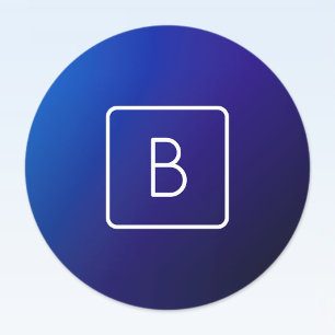 Enkel Modern Mörkblå Ombre Gradient & Monogram Klistermärke