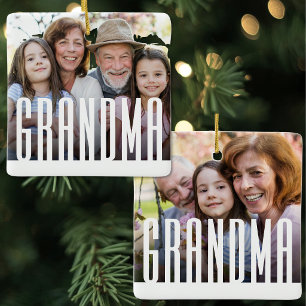 Enkel Modern Mormor Foto Julgransprydnad Keramik