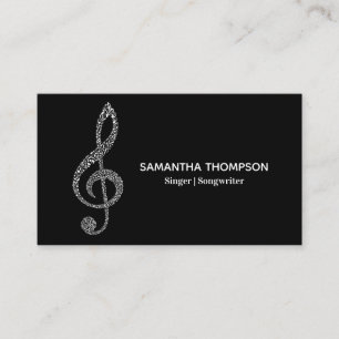 Enkel Modern Music Note Fullt Namn med vit text Visitkort