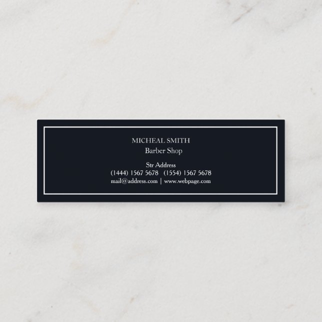 Enkel Modern Mustache Barber Shop Mini Business C Visitkort (Baksida)