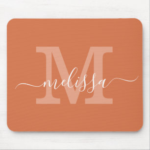 Enkel modern Namn Monogram Initial Terracotta Musmatta