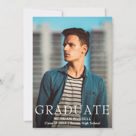 Enkel Modern Navy Blue Boy Photo Studenten Meddelande