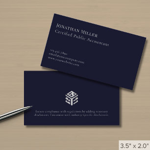 Enkel Modern Navy Blue Silver Logotyp Visitkort